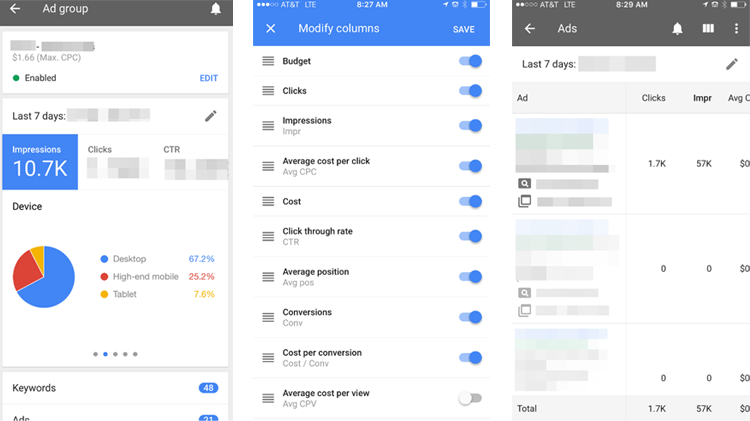 تطبيق AdWords لحملات جوجل الاعلانية على الايفون iOS