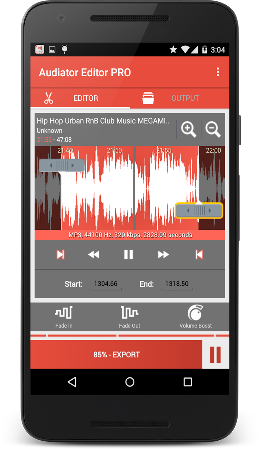 تطبيق Audiator Editor PRO لتقطيع وتصفية الملفات الصوتية